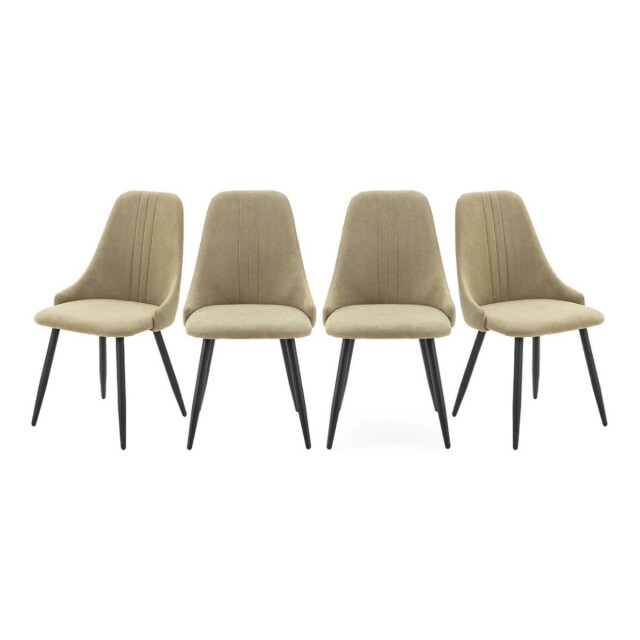 CaliCosy Set van 4 stoelen in stof met zwarte metalen poten l50 cm mani 3078763 large