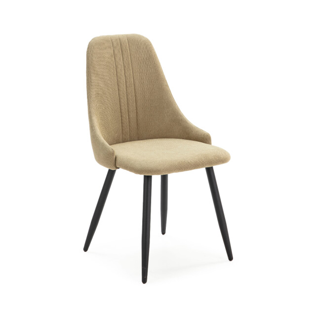 CaliCosy Set van 4 stoelen in stof met zwarte metalen poten l50 cm mani 3078763 large