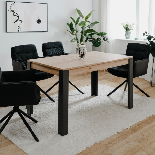 CaliCosy Uitschuifbare eettafel van 100 tot 150 cm, decor artisan eik en zwart tolosa 3197151 large