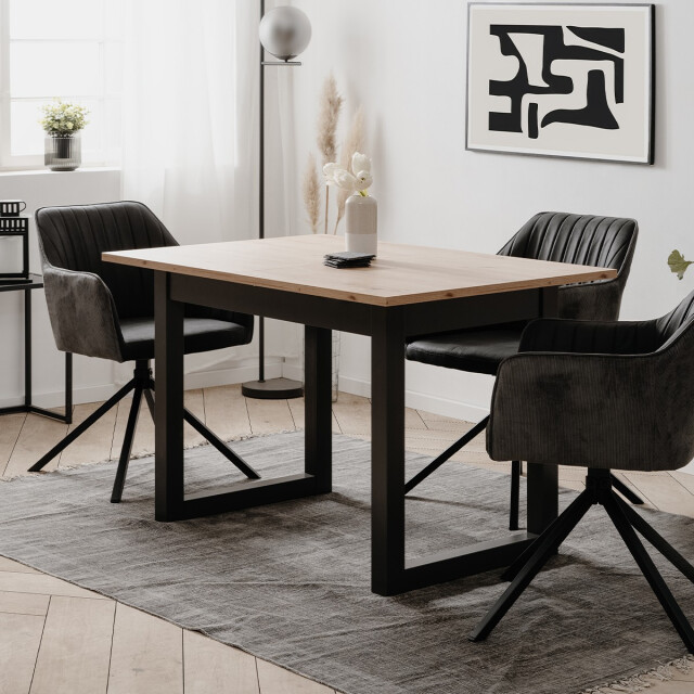 CaliCosy Uitschuifbare eettafel in eiken- en antracietkleur l120/160 cm denver 3333500 large
