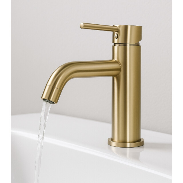 Badplaats Wastafelkraan everest goud mengkraan met montage set en slangen 3180882 large