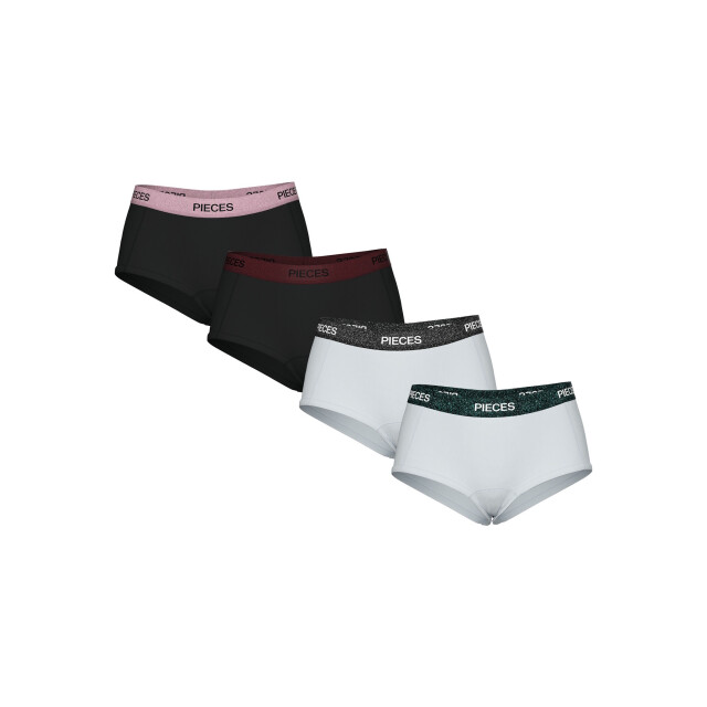 Pieces Dames hipster pclogo glitter 4-pack zwart/wit 17160354-Black large