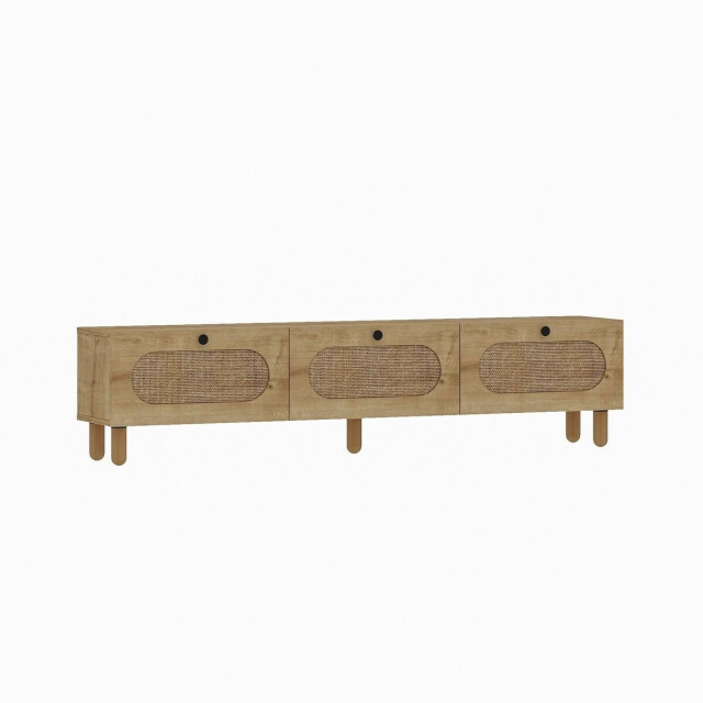 CaliCosy Tv-meubel met 3 opklapbare deuren bedekt met jute stof, l180 cm elena 3337752 large