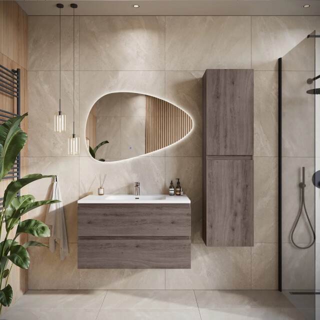 Badplaats Badkamerkast angela 40 x 30 x 150 cm bruin hangende 3181332 large