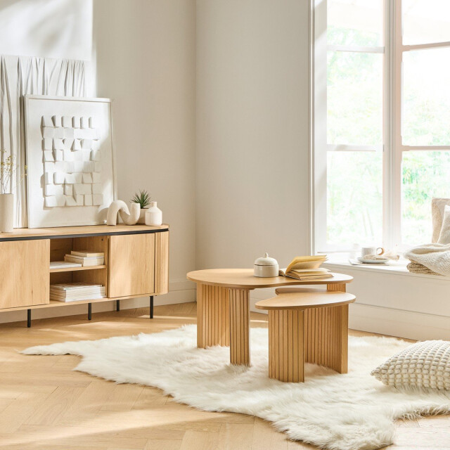 CaliCosy Set van 2 salontafels in organische vorm met houtdecor thÉa 3337746 large
