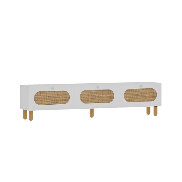 CaliCosy Tv-meubel met 3 opklapbare deuren bedekt met jute stof, l180 cm elena 3337751 large