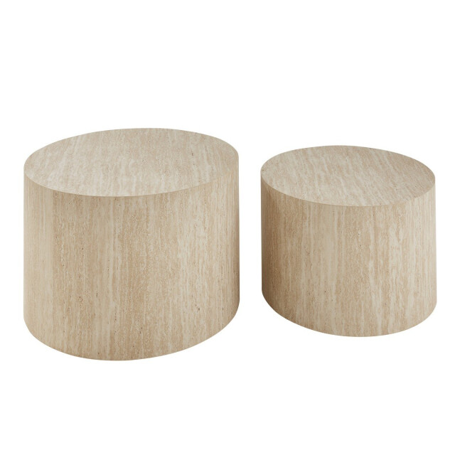 CaliCosy Set van 2 ronde salontafels in travertijnlook maia 3337747 large