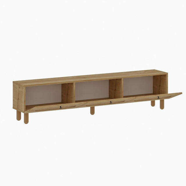 CaliCosy Tv-meubel met 3 opklapbare deuren bedekt met jute stof, l180 cm elena 3337752 large