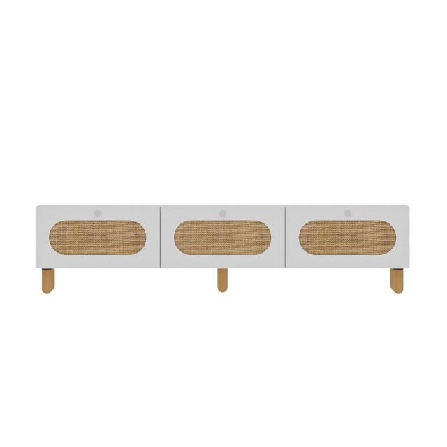 CaliCosy Tv-meubel met 3 opklapbare deuren bedekt met jute stof, l180 cm elena 3337751 large