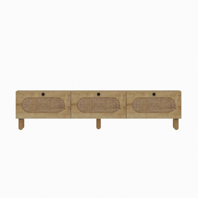 CaliCosy Tv-meubel met 3 opklapbare deuren bedekt met jute stof, l180 cm elena 3337752 large