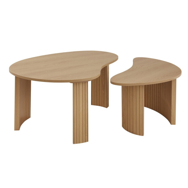 CaliCosy Set van 2 salontafels in organische vorm met houtdecor thÉa 3337746 large