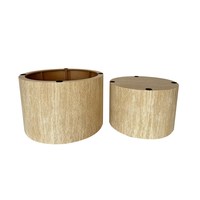 CaliCosy Set van 2 ronde salontafels in travertijnlook maia 3337747 large