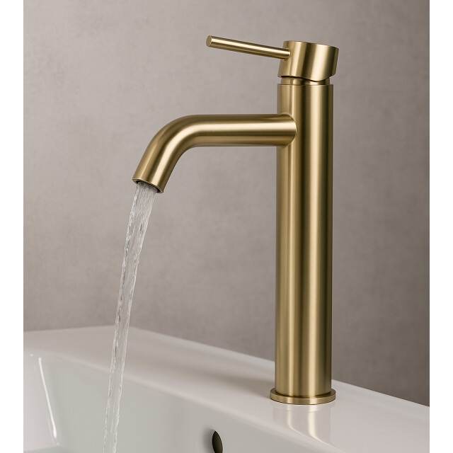 Badplaats Wastafelkraan everest xl goud mengkraan met montage set en slangen 3180879 large