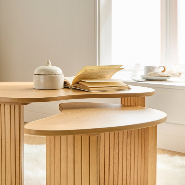 CaliCosy Set van 2 salontafels in organische vorm met houtdecor thÉa 3337746 large