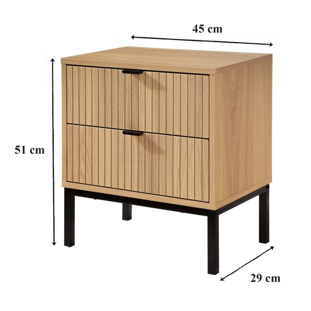 CaliCosy Nachtkastje 2 laden geribbeld houten b45 x h51 cm 2929500 large