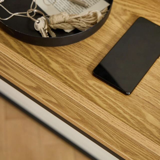 CaliCosy Console met opstaande rand en zwarte metalen poten l100 cm 3232527 large