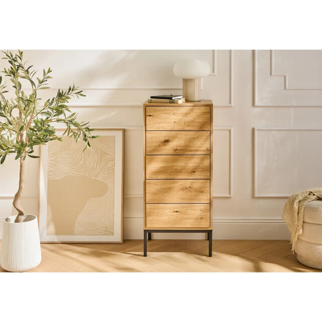 CaliCosy Hoge ladekast met 5 lades en metalen poten h100 cm lenny 3222013 large