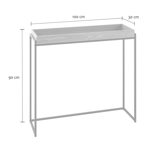 CaliCosy Console met opstaande rand en zwarte metalen poten l100 cm 3232527 large