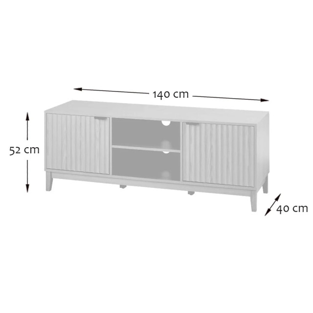 CaliCosy Tv-meubel met 2 open vakken en 2 deuren met geribbelde fronten l140 cm bologne 3205800 large