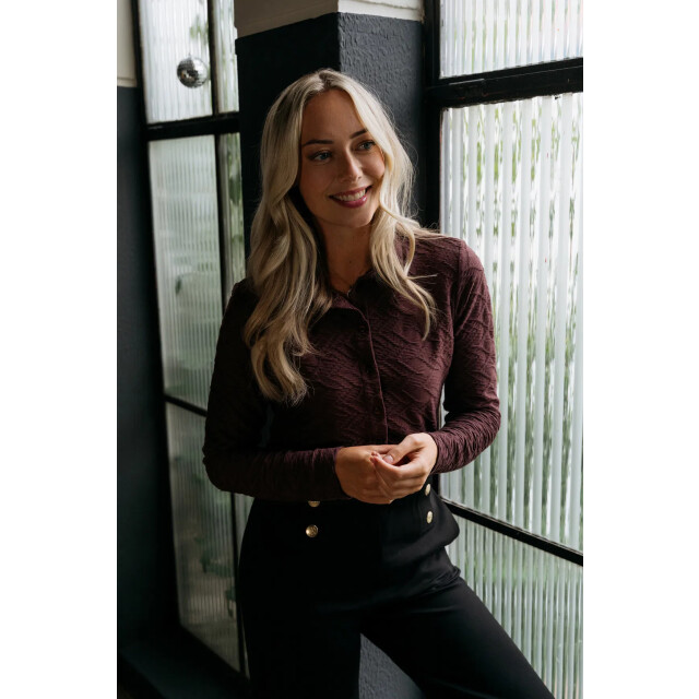 &Co Woman Lotte jaquard top - LOTTE JAQUARD AUBERGINE large &Co Woman Lotte jaquard top - LOTTE JAQUARD AUBERGINE large