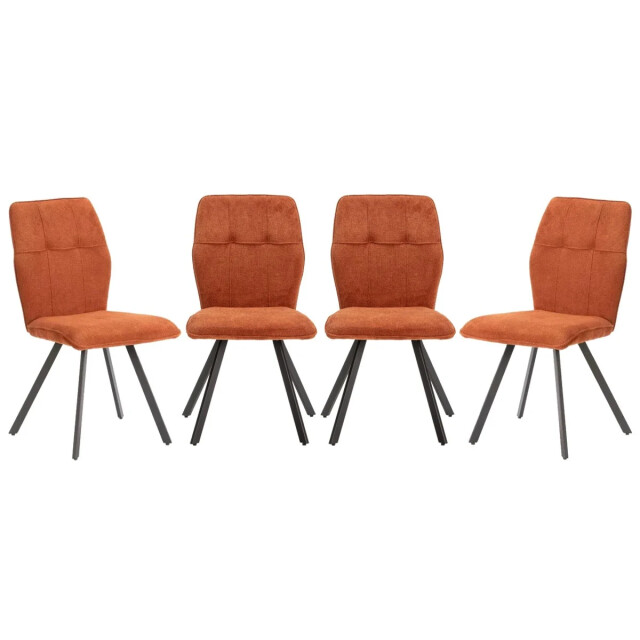 CaliCosy Set van 4 stoelen in stof met zwarte metalen poten l47 cm mery 3078754 large