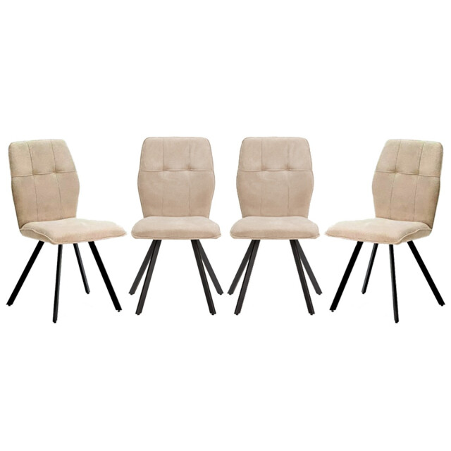 CaliCosy Set van 4 stoelen in stof met zwarte metalen poten l47 cm mery 3078753 large