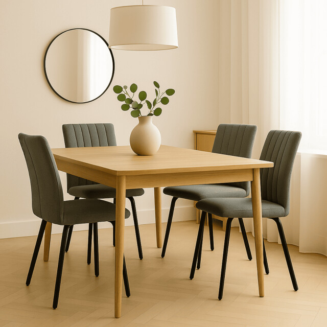 CaliCosy Set van 4 stoelen in stof met zwarte metalen poten l47,5 cm pretty 3078796 large