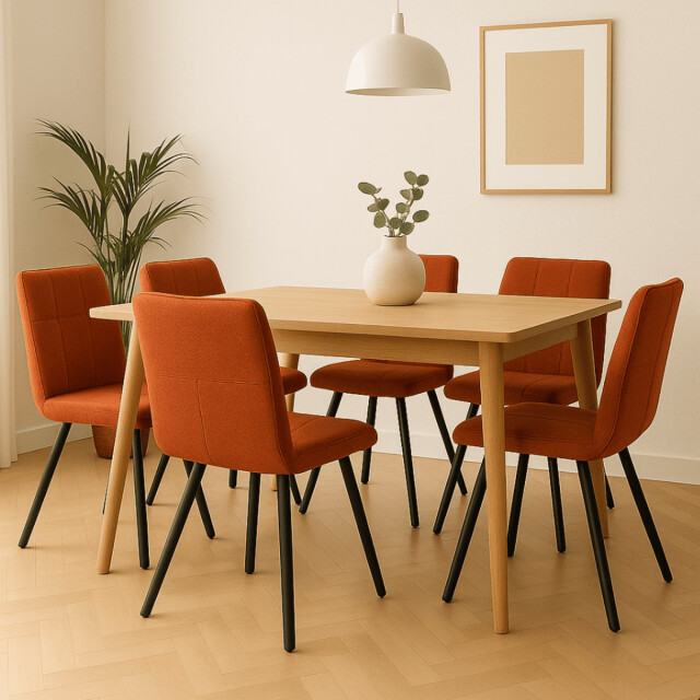 CaliCosy Set van 4 stoelen in stof met zwarte metalen poten l47 cm mery 3078754 large