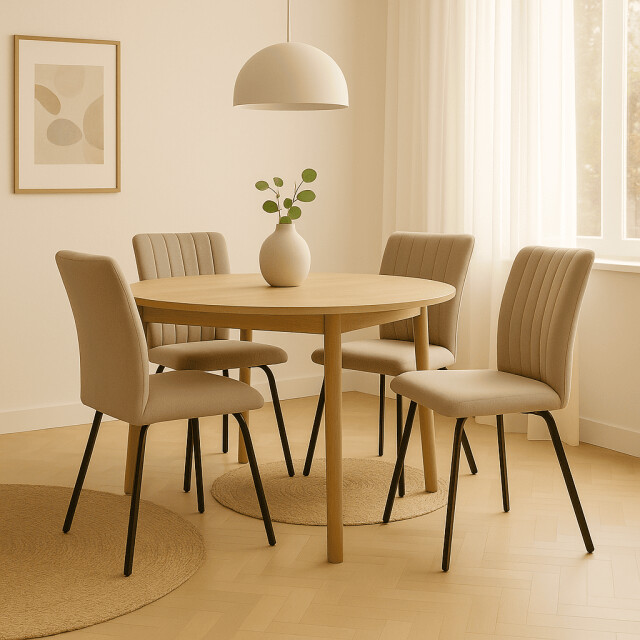 CaliCosy Set van 4 stoelen in stof met zwarte metalen poten l47,5 cm pretty 3078799 large