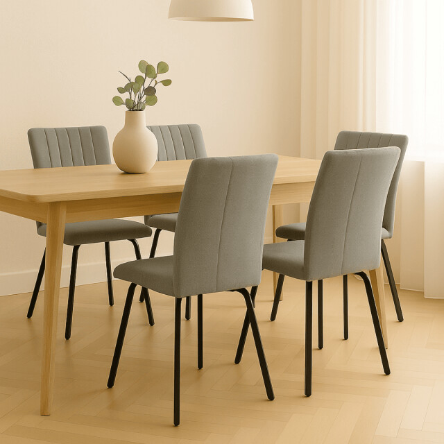 CaliCosy Set van 4 stoelen in stof met zwarte metalen poten l47,5 cm pretty 3078798 large