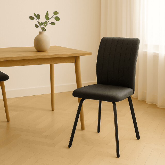 CaliCosy Set van 4 stoelen in stof met zwarte metalen poten l47,5 cm pretty 3078797 large