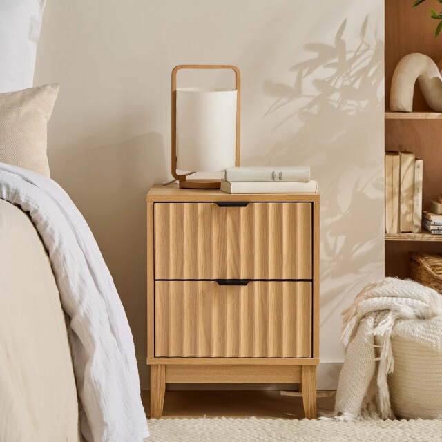 CaliCosy Nachtkastje met 2 lades en geribbelde fronten h52 cm bologne 3205798 large
