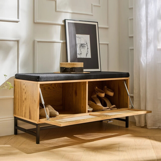 CaliCosy Schoenenbank en rotan voorkant l100 cm 2929991 large