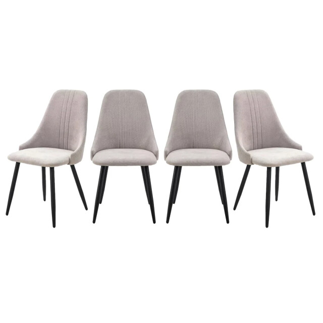 CaliCosy Set van 4 stoelen in stof met zwarte metalen poten l50 cm mani 3078765 large