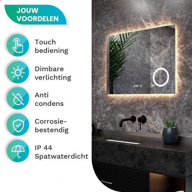 Mirlux Badkamerspiegel 80x60cm rechthoekig frameloos 3083731 large