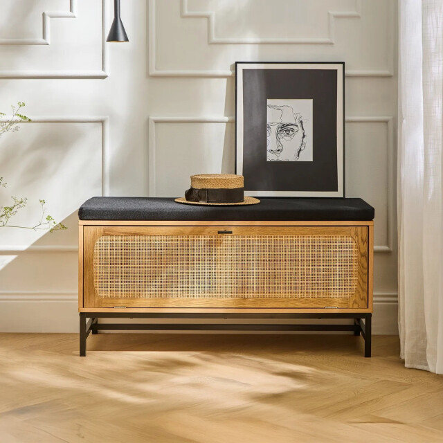 CaliCosy Schoenenbank en rotan voorkant l100 cm 2929991 large