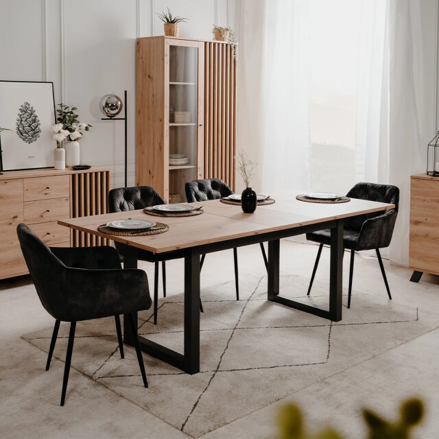 CaliCosy Vitrinekast 2 deuren en 2 laden eiken decor l92 cm lublin 2930695 large