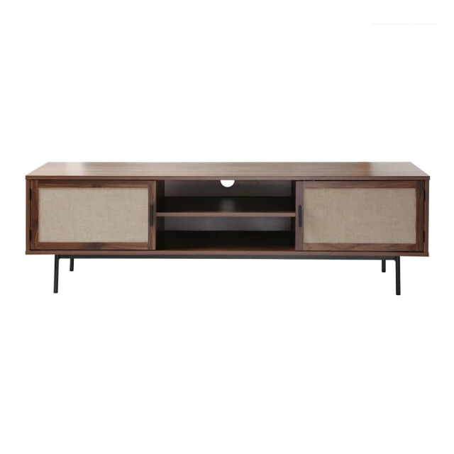 CaliCosy Tv-meubel in walnootdecor met fronten van echt stof l140 cm jetson 2991879 large