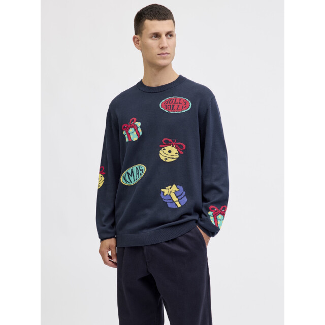 Jack & Jones Heren kersttrui jorholiday donkerblauw 12287994-Sky Captain large