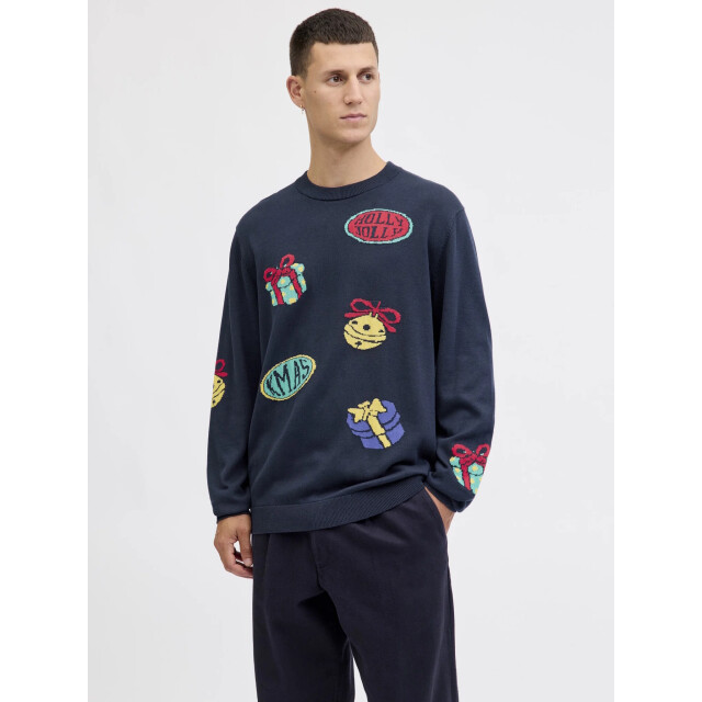 Jack & Jones Heren kersttrui jorholiday donkerblauw 12287994-Sky Captain large