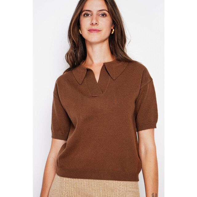 William de Faye Ribbed polo marron WF2707_Brown large