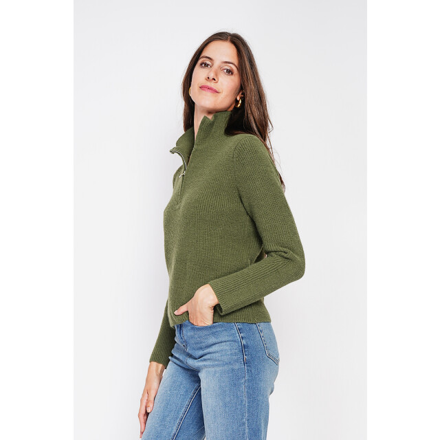 William de Faye Zipped sweater kaki WF2730_Khaki large