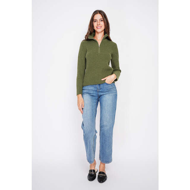 William de Faye Zipped sweater kaki WF2730_Khaki large