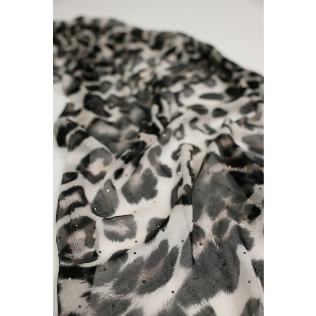 Monari  scarf with leopard print and rhinestones 809676 522 brownie pattern 06811.840.0127 large