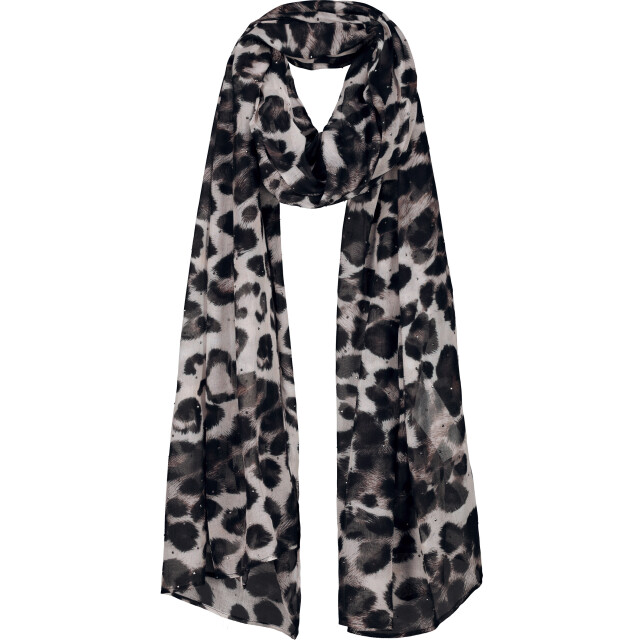 Monari  scarf with leopard print and rhinestones 809676 522 brownie pattern 06811.840.0127 large