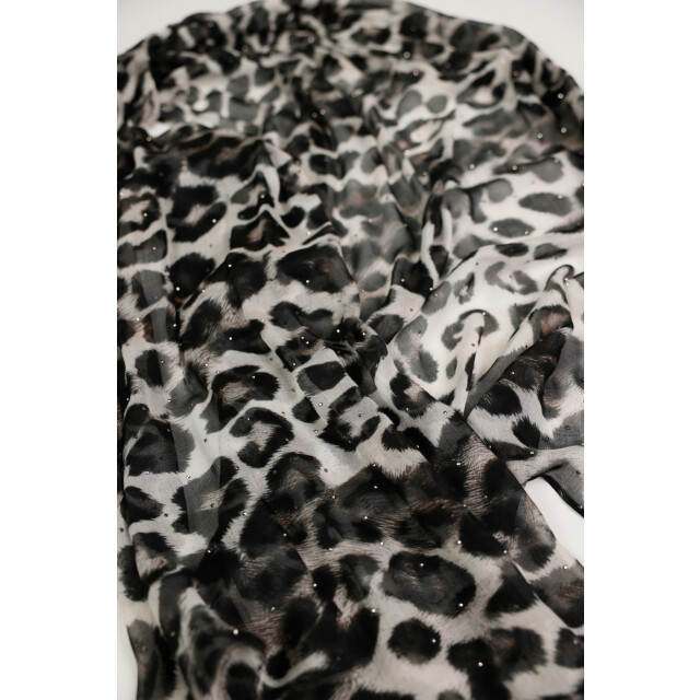 Monari  scarf with leopard print and rhinestones 809676 522 brownie pattern 06811.840.0127 large