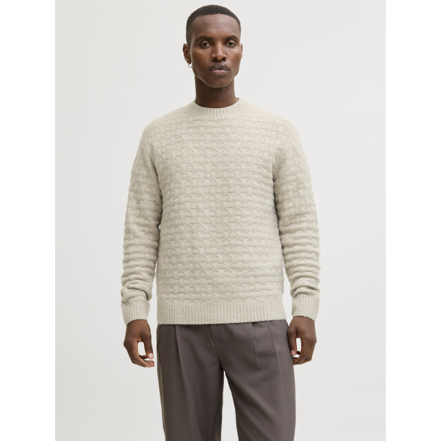Jack & Jones jprblasimon structure knit crew nec 12286768 silver lining 05711.915.0120 large