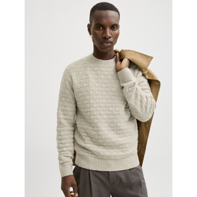 Jack & Jones jprblasimon structure knit crew nec 12286768 silver lining 05711.915.0120 large
