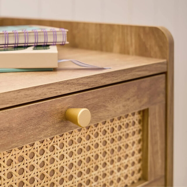 CaliCosy Commode met 1 deur en 3 lades, rotan fronten en houten poten, l80 cm palmo 3245912 large