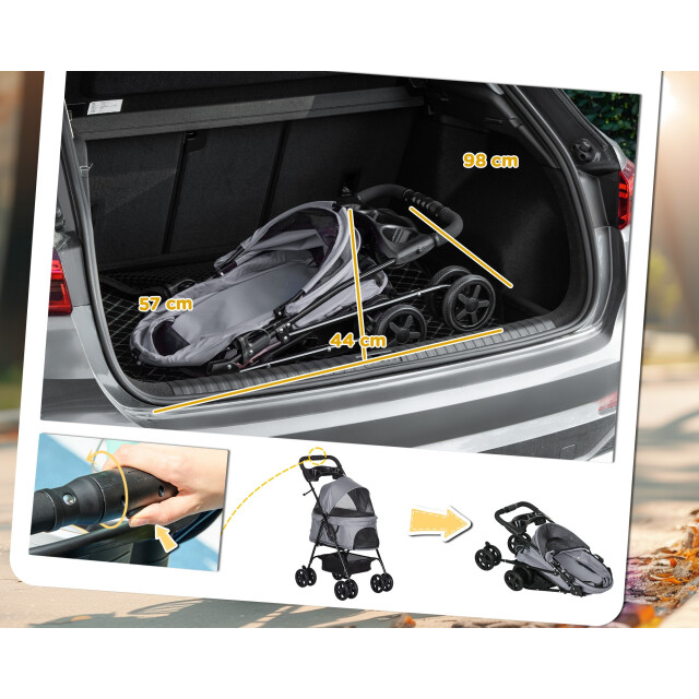 4goodz Hondenbuggy met zonnedak en opbergnet tot 4 kg - 3345773 large 4goodz Hondenbuggy met zonnedak en opbergnet tot 4 kg - 3345773 large